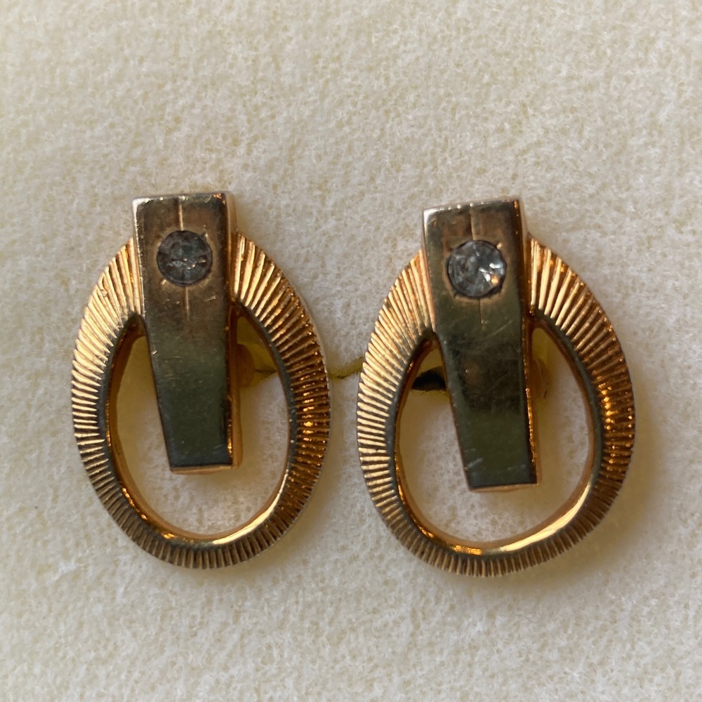 Gold Tone with Diamond Accent cuff links